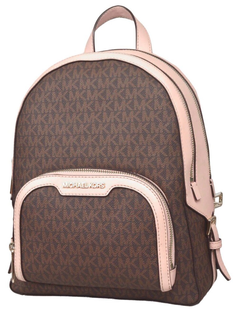 Michael Kors Jaycee Medium Logo Backpack Brown Pink Print